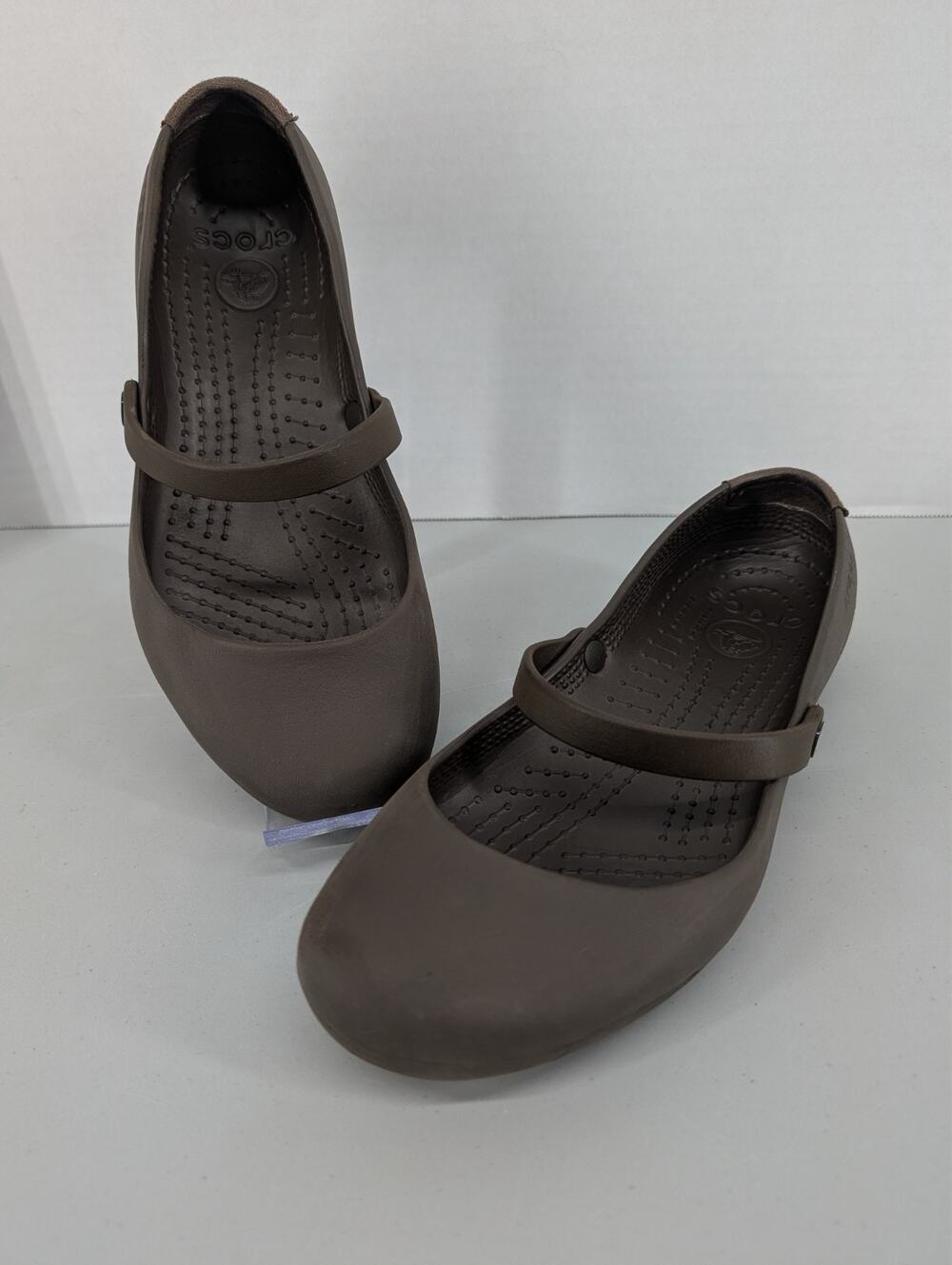 Crocs Alice Mary Jane Shoes Women’s 8 Brown Crocband Slip On Flats Comfort